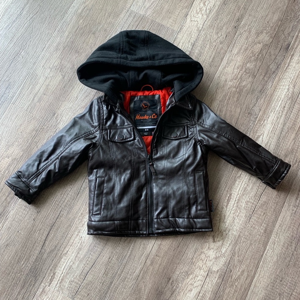 Hawks & CO Outfitter boys kids Aviation Flight Pilot Jacket Pleather size 2/3T